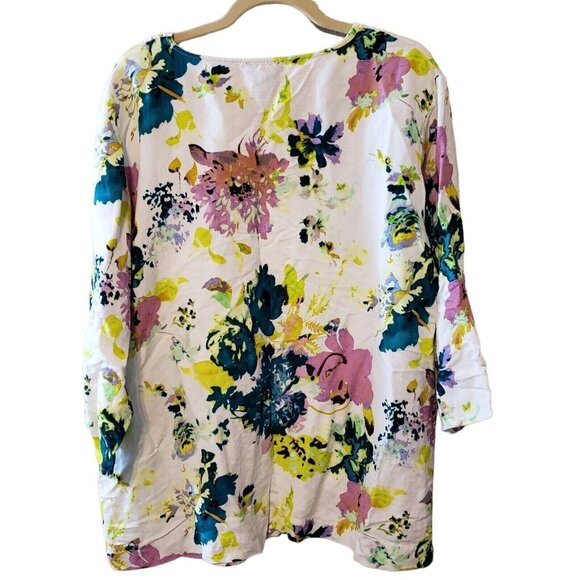 Premise Womens Belize City Floral Lace-Trim Tunic Top Linen/Rayon Blend Size XXL - Picture 3 of 16